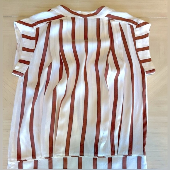 Zara Basics Drop Waist V-Neck Cream/Brown Striped Dress - Size Small - Picture 13 of 16